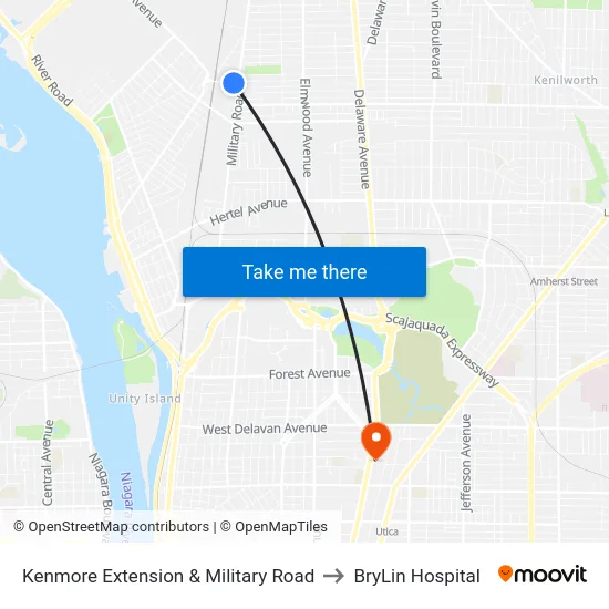 Kenmore Extension & Military Road to BryLin Hospital map