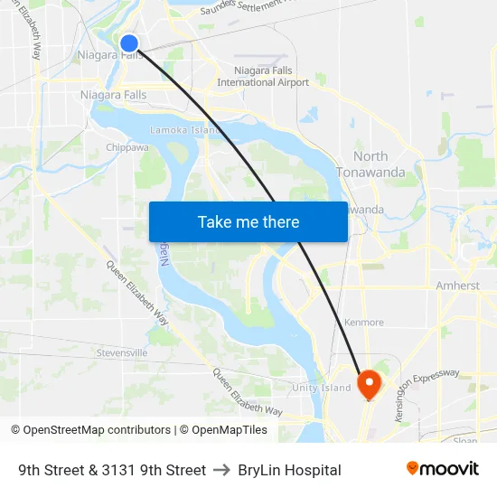 9th Street & 3131 9th Street to BryLin Hospital map