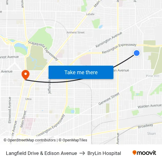 Langfield Drive & Edison Avenue to BryLin Hospital map