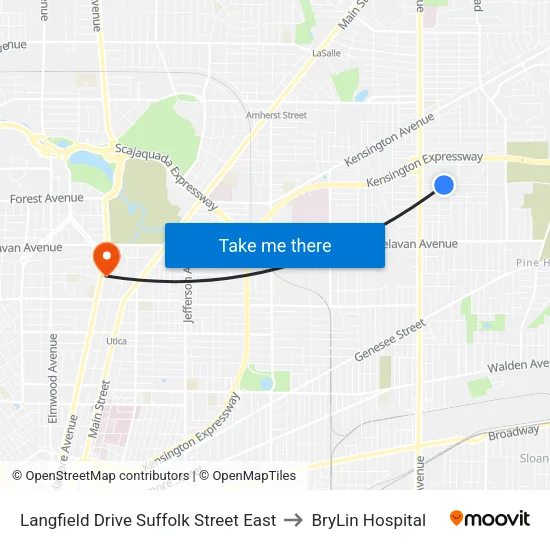 Langfield Drive Suffolk Street East to BryLin Hospital map