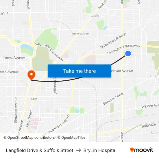 Langfield Drive & Suffolk Street to BryLin Hospital map