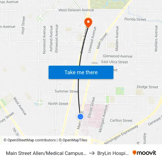 Main Street Allen/Medical Campus St to BryLin Hospital map