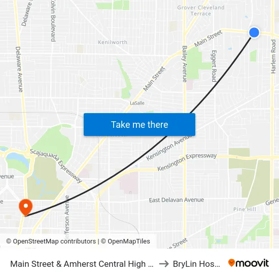 Main Street & Amherst Central High School to BryLin Hospital map