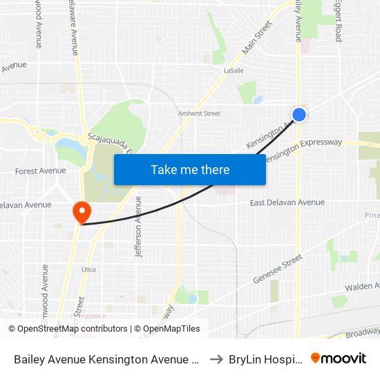 Bailey Avenue Kensington Avenue Nor to BryLin Hospital map