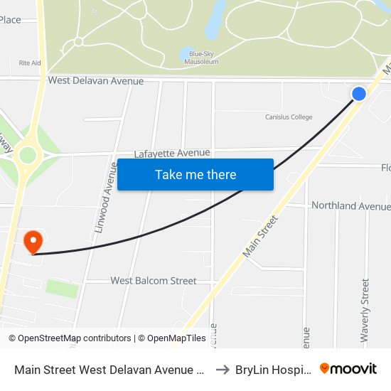 Main Street West Delavan Avenue Sou to BryLin Hospital map