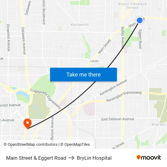 Main Street & Eggert Road to BryLin Hospital map