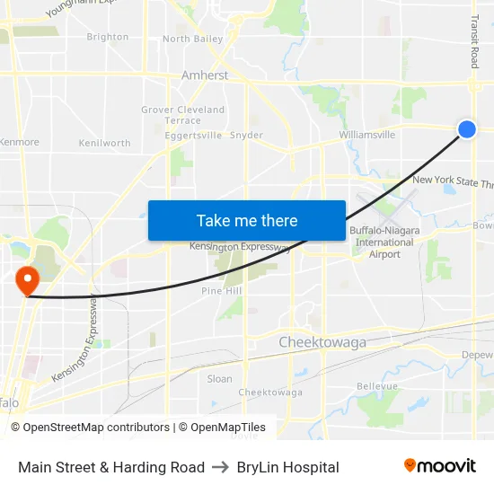 Main Street & Harding Road to BryLin Hospital map