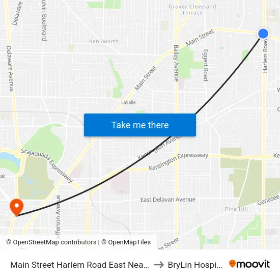 Main Street & Harlem Road to BryLin Hospital map