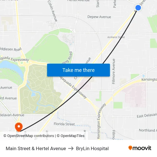 Main Street & Hertel Avenue to BryLin Hospital map