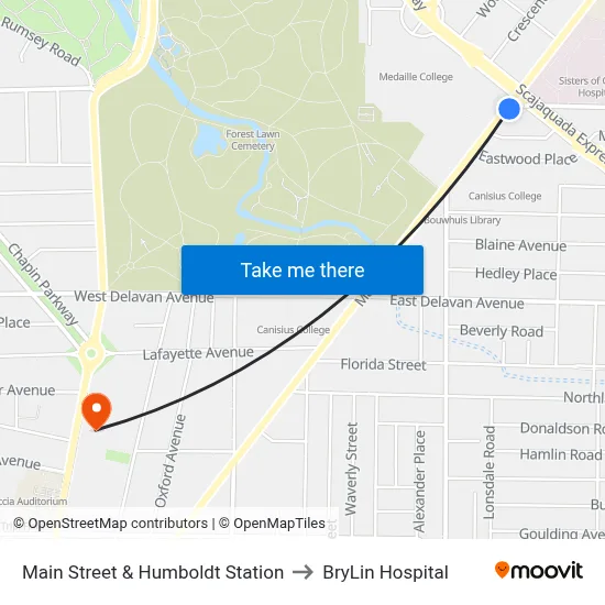 Main Street & Humboldt Station to BryLin Hospital map