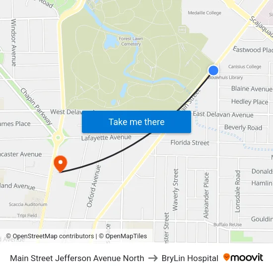 Main Street Jefferson Avenue North to BryLin Hospital map