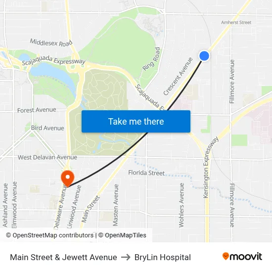 Main Street & Jewett Avenue to BryLin Hospital map