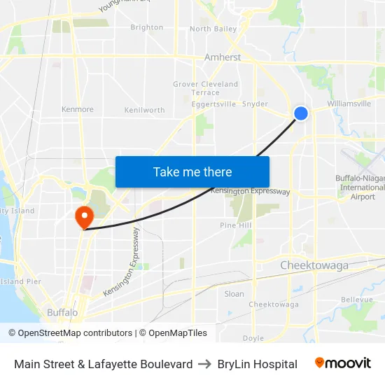 Main Street & Lafayette Boulevard to BryLin Hospital map