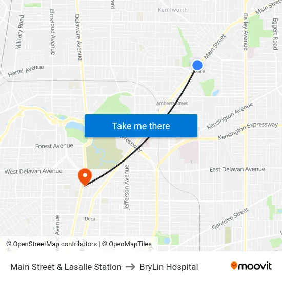 Main Street & Lasalle Station to BryLin Hospital map