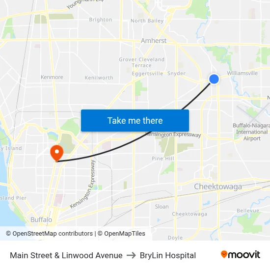 Main Street & Linwood Avenue to BryLin Hospital map