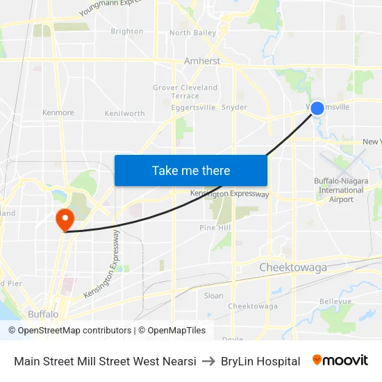 Main Street Mill Street West Nearsi to BryLin Hospital map