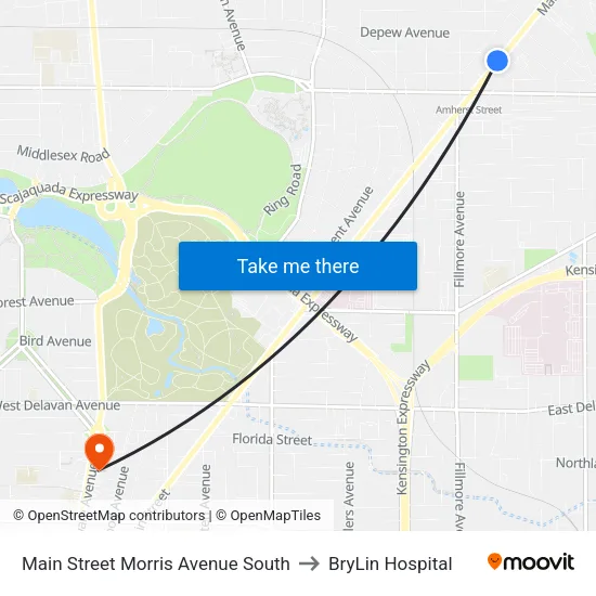 Main Street Morris Avenue South to BryLin Hospital map