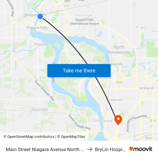 Main Street Niagara Avenue North NE to BryLin Hospital map