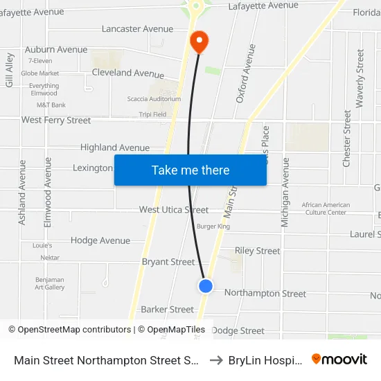 Main Street Northampton Street Sout to BryLin Hospital map