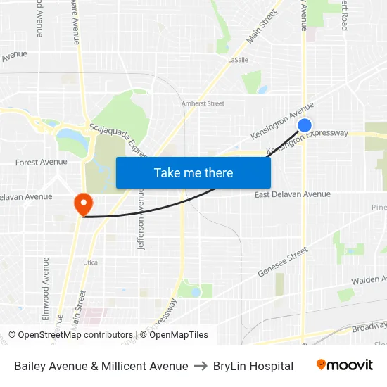 Bailey Avenue & Millicent Avenue to BryLin Hospital map