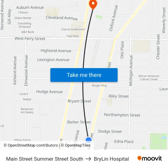 Main Street Summer Street South to BryLin Hospital map