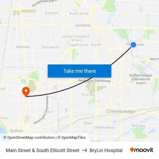 Main Street & South Ellicott Street to BryLin Hospital map