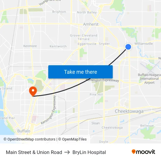 Main Street & Union Road to BryLin Hospital map