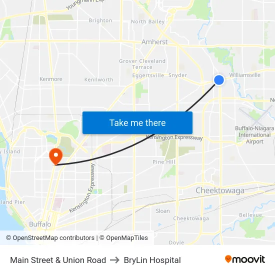 Main Street & Union Road to BryLin Hospital map