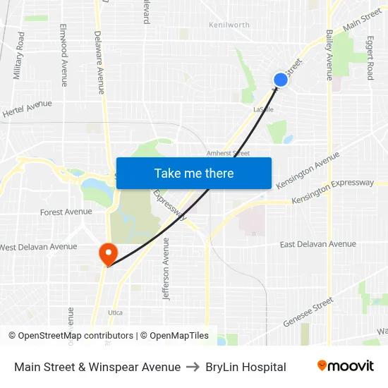 Main Street & Winspear Avenue to BryLin Hospital map