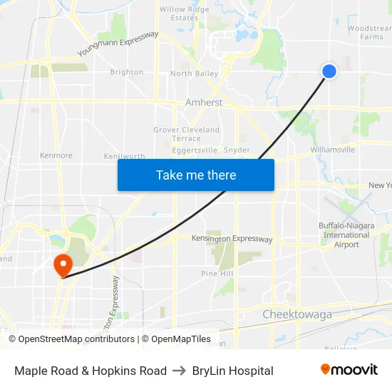 Maple Road & Hopkins Road to BryLin Hospital map