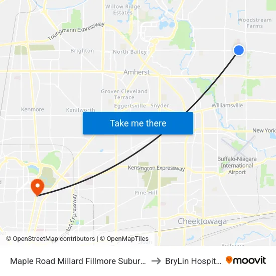 Maple Road Millard Fillmore Suburba to BryLin Hospital map