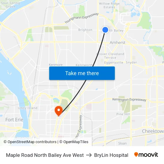 Maple Road North Bailey Ave West to BryLin Hospital map