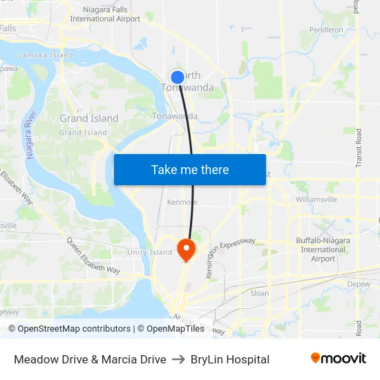 Meadow Drive & Marcia Drive to BryLin Hospital map