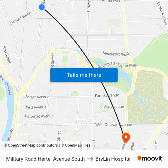 Military Road Hertel Avenue South to BryLin Hospital map