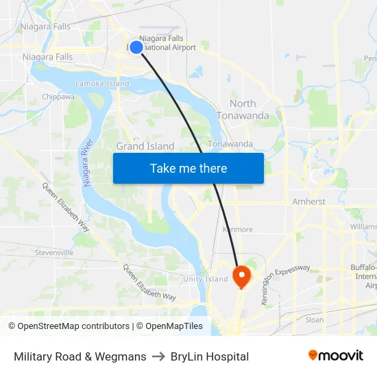Military Road & Wegmans to BryLin Hospital map
