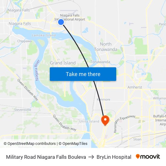 Military Road Niagara Falls Bouleva to BryLin Hospital map