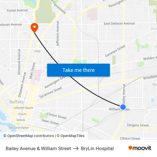 Bailey Avenue & William Street to BryLin Hospital map