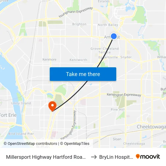 Millersport Highway & Hartford Road to BryLin Hospital map