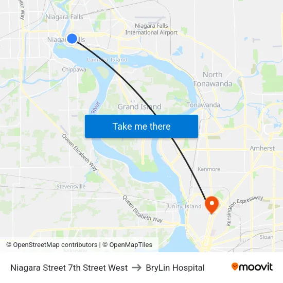Niagara Street 7th Street West to BryLin Hospital map