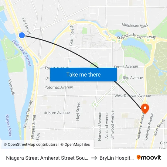 Niagara Street Amherst Street South to BryLin Hospital map