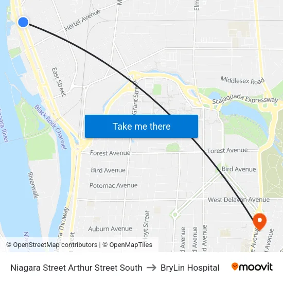 Niagara Street Arthur Street South to BryLin Hospital map