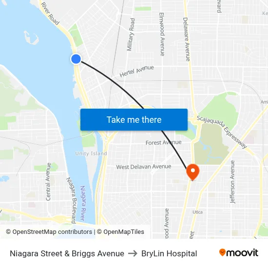 Niagara Street & Briggs Avenue to BryLin Hospital map