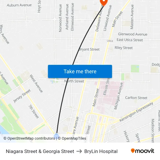 Niagara Street & Georgia Street to BryLin Hospital map