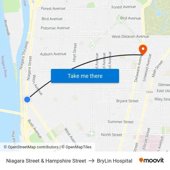 Niagara Street & Hampshire Street to BryLin Hospital map