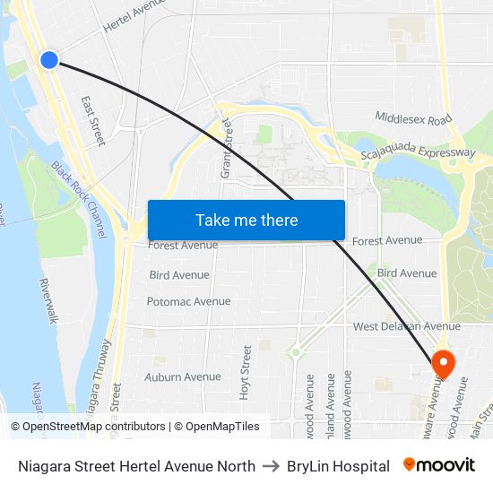Niagara Street Hertel Avenue North to BryLin Hospital map