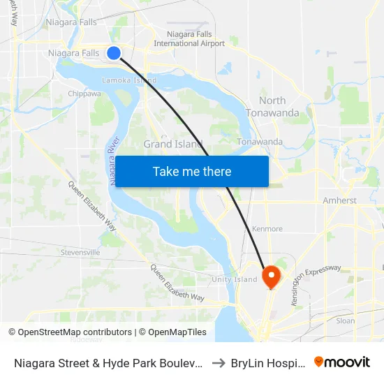 Niagara Street & Hyde Park Boulevard to BryLin Hospital map