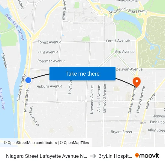 Niagara Street Lafayette Avenue Nor to BryLin Hospital map