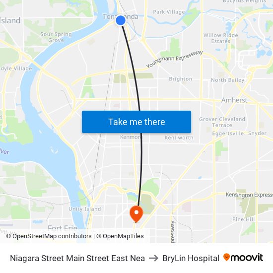 Niagara Street Main Street East Nea to BryLin Hospital map