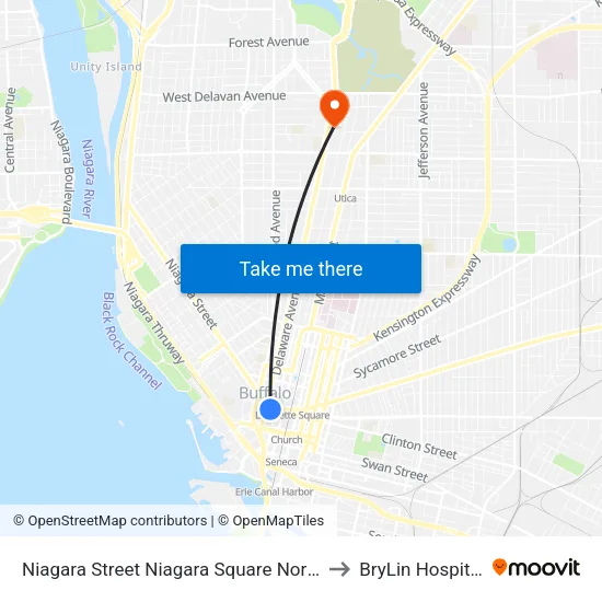 Niagara Street Niagara Square North to BryLin Hospital map