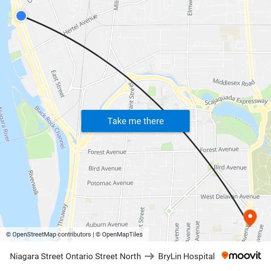 Niagara Street Ontario Street North to BryLin Hospital map